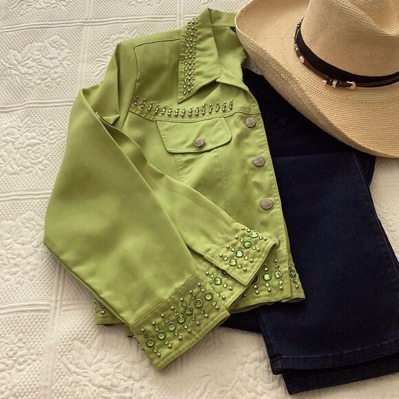 Gordon & James Cowgirl Studded Bling Western Jean Jacket Style - Picture 2 of 8